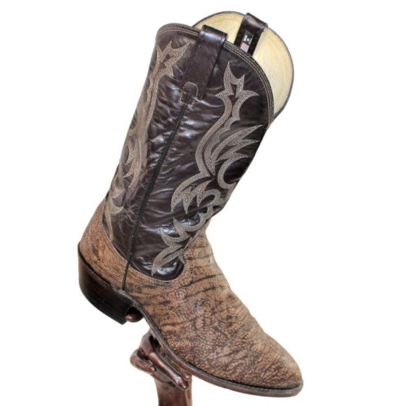 Dan Post Brown Exotic Leather Styling Western Cowboy Boots, Size 9.5 - Picture 3 of 12
